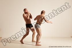 Underwear Martial art Man - Man White Moving poses Athletic Short Blond Dynamic poses Academic